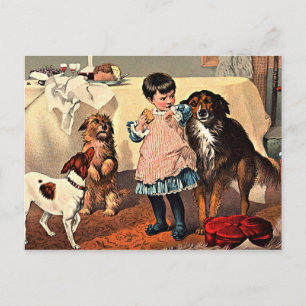 Postcard: Girl and Dogs Postcard
