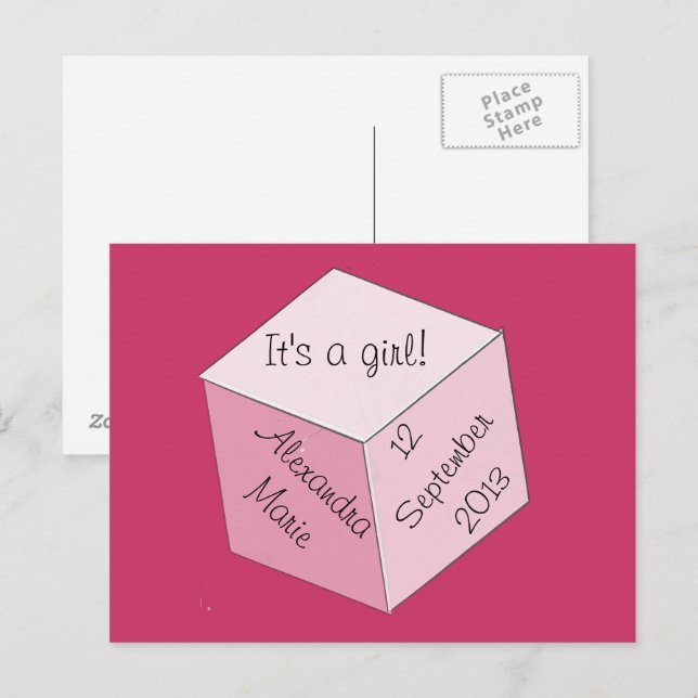 Postcard - Girl Birth Announcement (Front/Back)