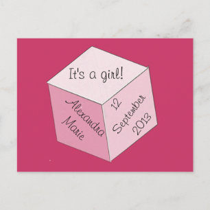 Postcard - Girl Birth Announcement