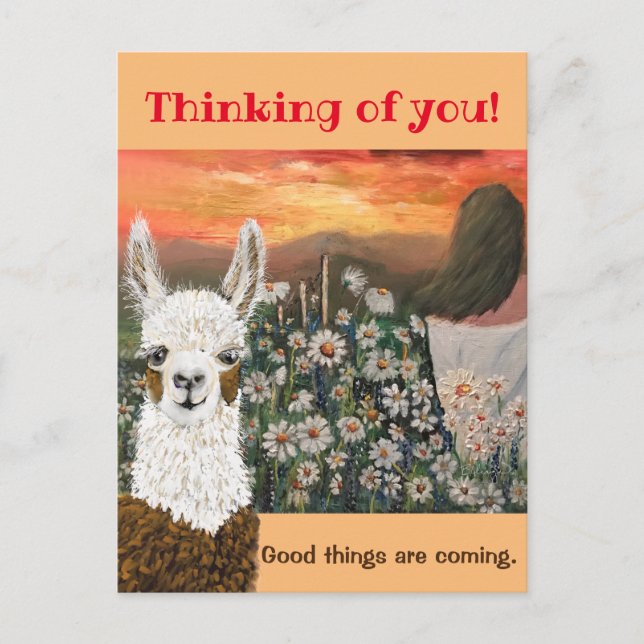 Postcard.  Good Things Are Coming Mama Llama Postc Postcard (Front)
