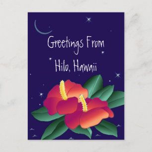 Postcard Greetings From Hilo Hawaii Tropical Night