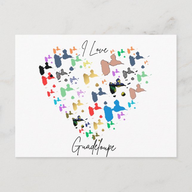 Postcard Guadeloupe - Multi-colored heart pattern (Front)