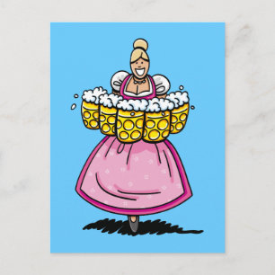 Postcard Happy BEER FESTIVAL Beer Waitress Dirndl