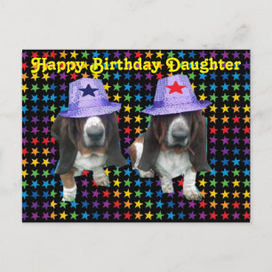 Postcard Happy Daughter Birthday Basset Sta