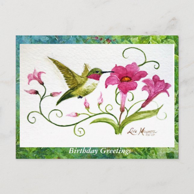 Postcard Hummingbird Greeting Card (Front)