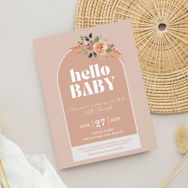 Postcard Invitation,Hello Baby, Modern Baby Shower (Creator Uploaded)