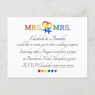 Postcard Invitations - Mrs & Mrs Wedding Invite