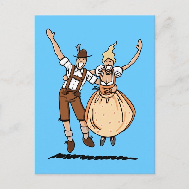 Postcard Jumping BEER FESTIVAL Couple (Front)