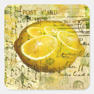 Postcard Lemons Square Sticker