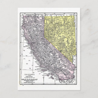 Postcard: Map of California and Nevada, 1921 Postcard