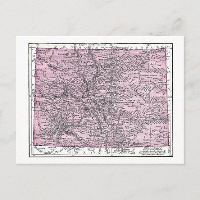 Postcard:  Map of Colorado, 1921 Postcard (Front)