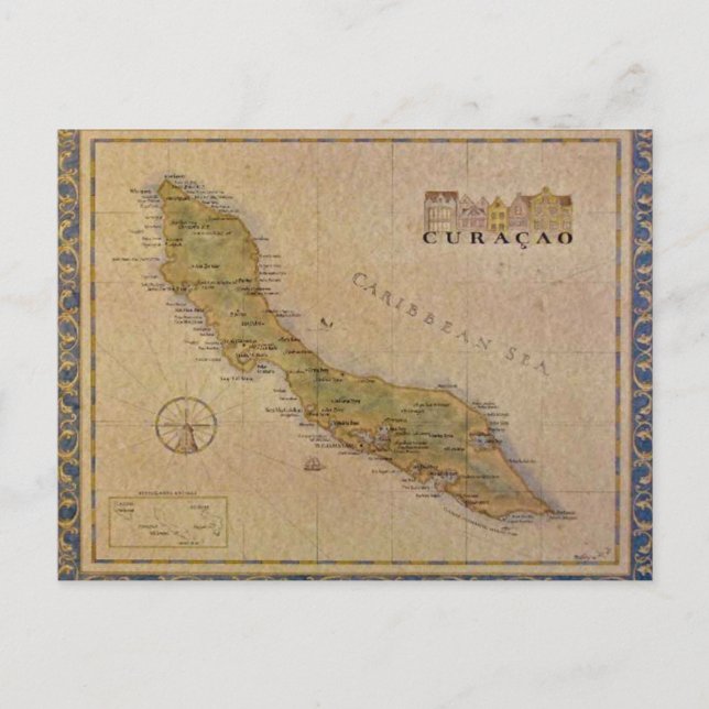 Postcard Map of Curacao (Front)
