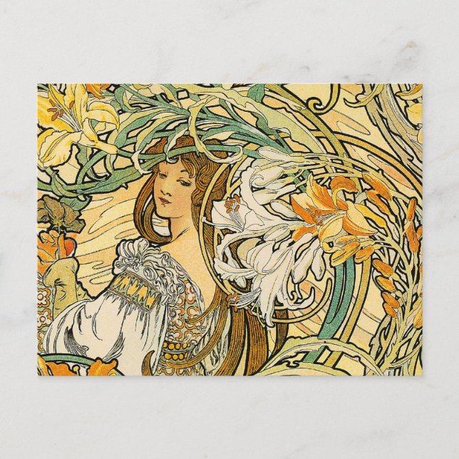 Postcard: Mucha - Language of Flowers Postcard (Front)