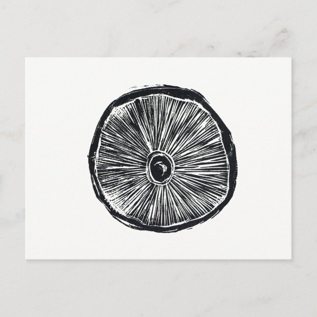 Postcard - Mushroom Lino Print (Front)
