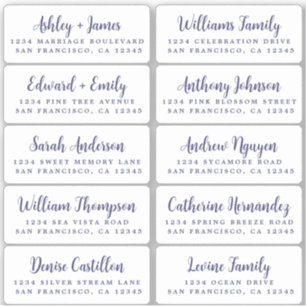 Postcard Navy Blue Script Guest Address Labels