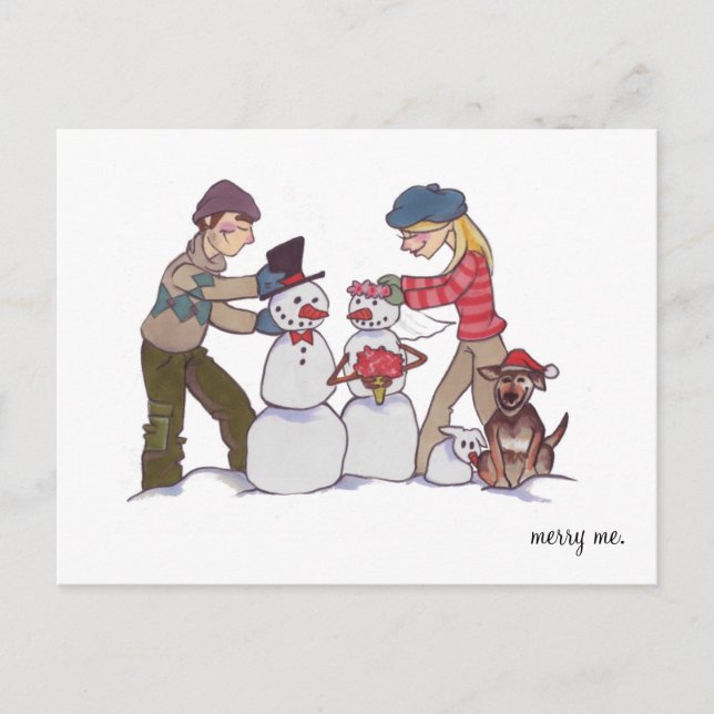 POSTCARD Newlyweds "Merry Me" (Front)