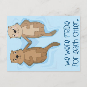 Postcard of Otters Holding Hands