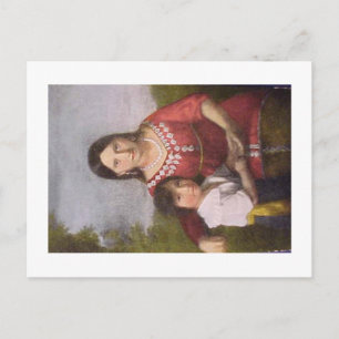 Postcard of Pocahontas with her son.