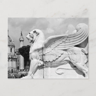 Postcard of Winged Lion Statue, Rome, Italy