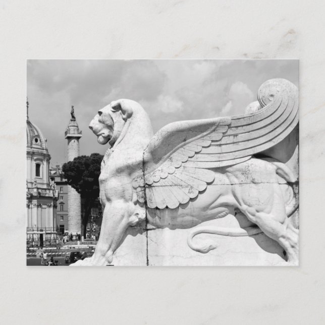 Postcard of Winged Lion Statue, Rome, Italy (Front)