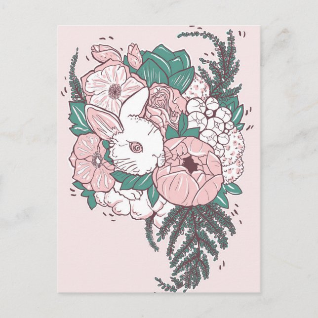 Postcard Peony Bunny (Front)