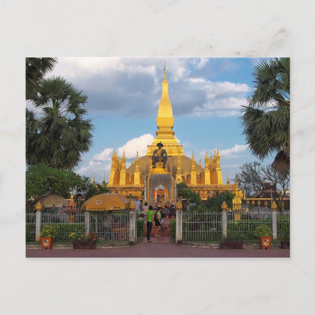 Postcard Pha Than Luang stupa Vientiane Laos (Front)