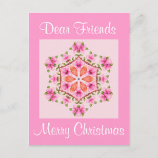 Postcard Pink and Orange Snowflake