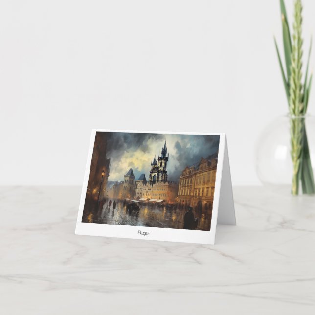 Postcard Prague night in Czech Republic (Front)