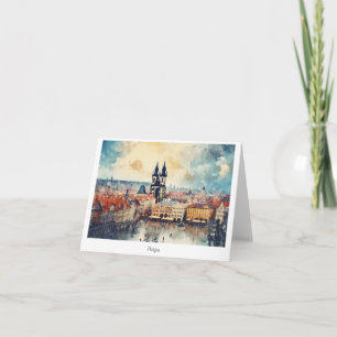 Postcard Prague night in Czech Republic