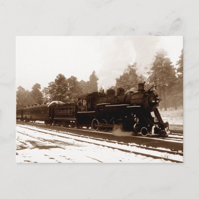 Postcard ~ RAILROAD TRAIN IN A PINEY WINTER SCENE (Front)