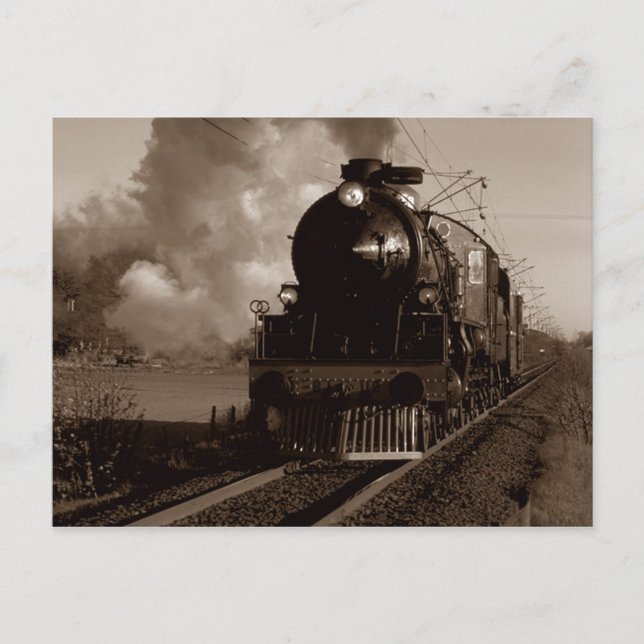 Postcard ~ RAILROAD TRAIN TRAVERSING COUNTRYSIDE (Front)