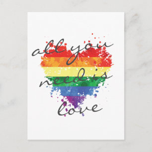 Postcard - Rainbow Heart- all you need is love