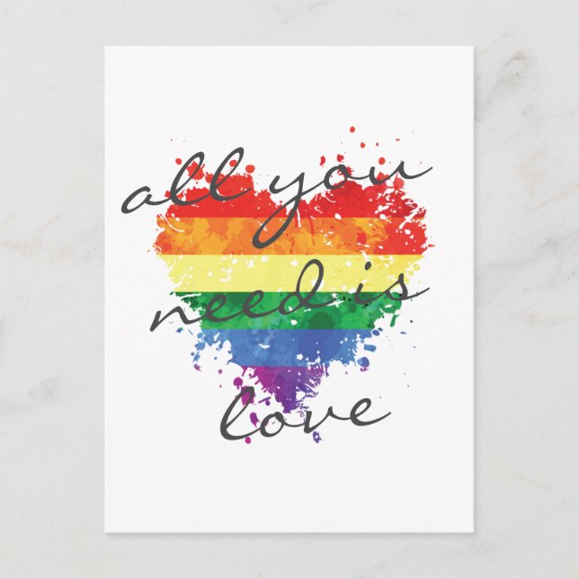 Postcard - Rainbow Heart- all you need is love (Front)