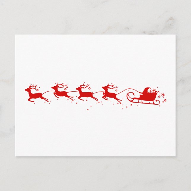 Postcard Reindeers and Santa Claus (Front)