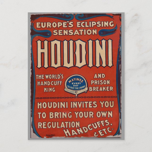 Postcard Reproduction Vintage Poster Houdin (Front)