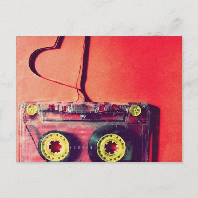 postcard,retro,cassette,love,heart postcard (Front)