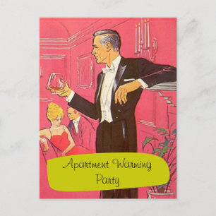 Postcard Retro Man Toast Toasts Housewarming Party