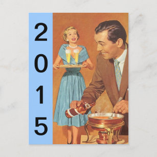 Postcard Retro New Years Eve Party Vintage Fun