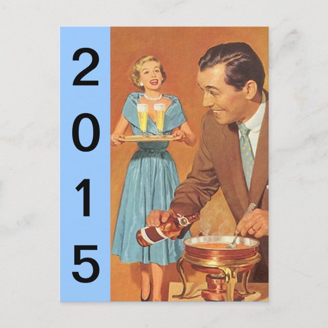 Postcard Retro New Years Eve Party Vintage Fun (Front)