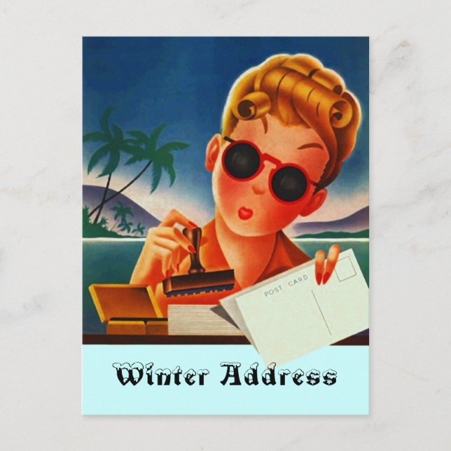 Postcard Retro Vacation Contact or Winter Address (Front)