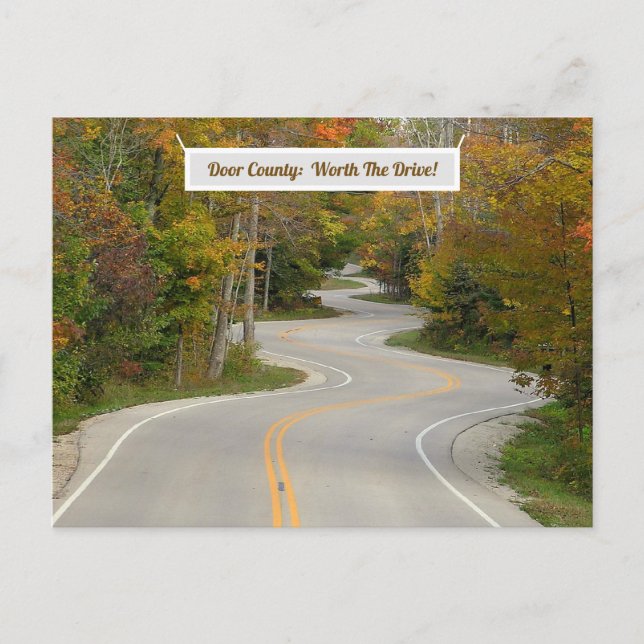 Postcard, ROAD FULL OF "S"CURVES/DOOR COUNTY WISCO Postcard (Front)
