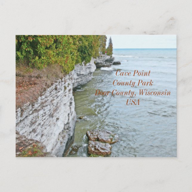 POSTCARD RUGGED &BEAUTIFUL CAVE POINT COUNTY PARK (Front)