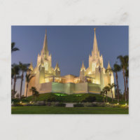 Postcard: San Diego LDS Temple Evening image