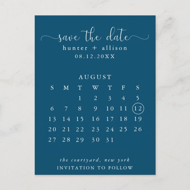 Postcard | Save The Date | Calendar (Front)