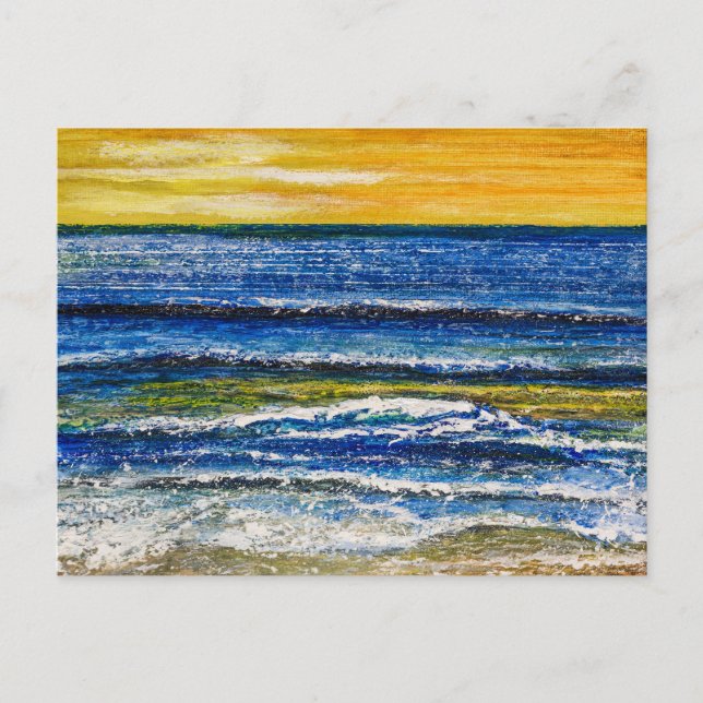 Postcard - Seaside Sunset And Sea Waves (Front)