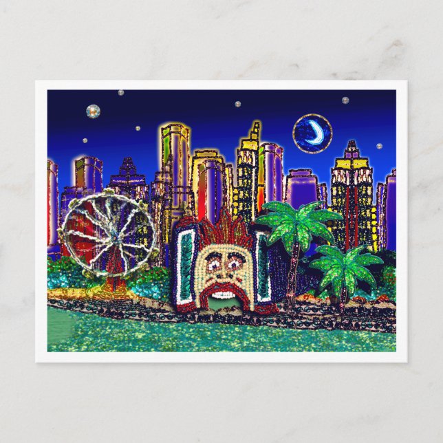 Postcard Sequin Art Luna Moon Sydney Australia (Front)