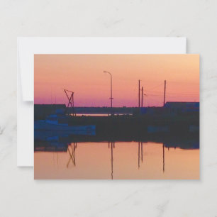 Postcard size card with white envelope , sunset