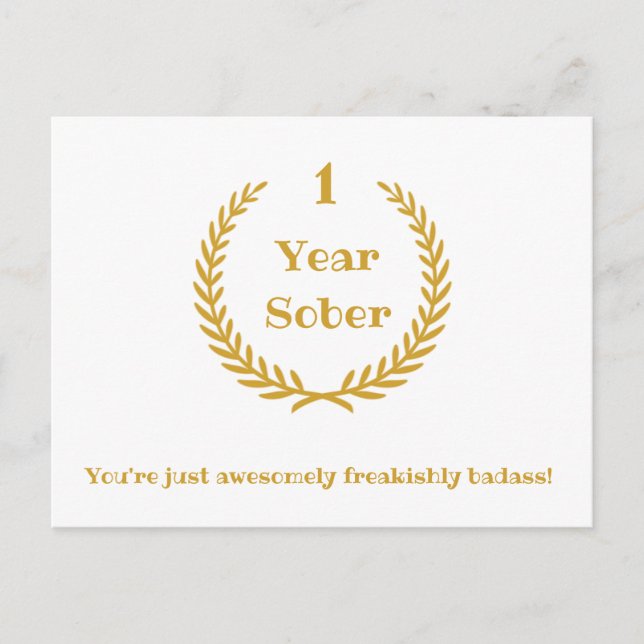 Postcard Sobriety Anniversary, customisable year (Front)