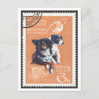 Postcard Space Dogs Veterok and Ugolyok