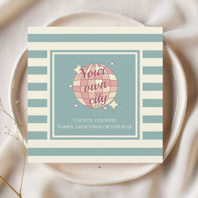 Postcard striped personalizable city name postcard (Creator Uploaded)